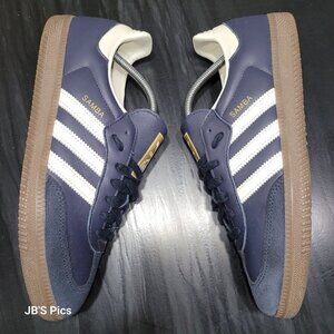 Adidas Samba OG Originals Men's Night Navy Blue/Off White Brown Gum Sneakers